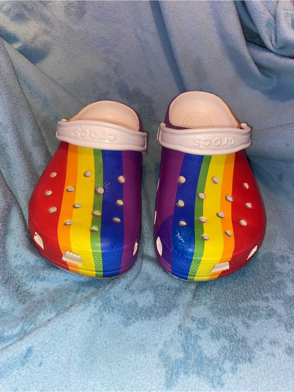 CROCS Rainbow Stripe Clogs open to offers pre-owned great condition open